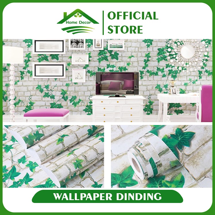 Wallpaper Stiker Dinding Motif Bata Daun Ukuran 45Cmx10M Wallstiker Ruang Tamu Wallpaper Stiker 3D CY1044-3