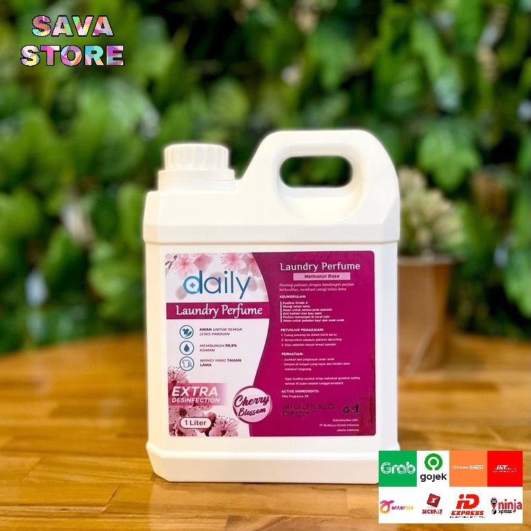 PEWANGI PAKAIAN PLUS DESINFEKTAN DAILY PARFUM LAUNDRY EXTRA DISINFECTION 1 LITER CHERRY BLOSSOM