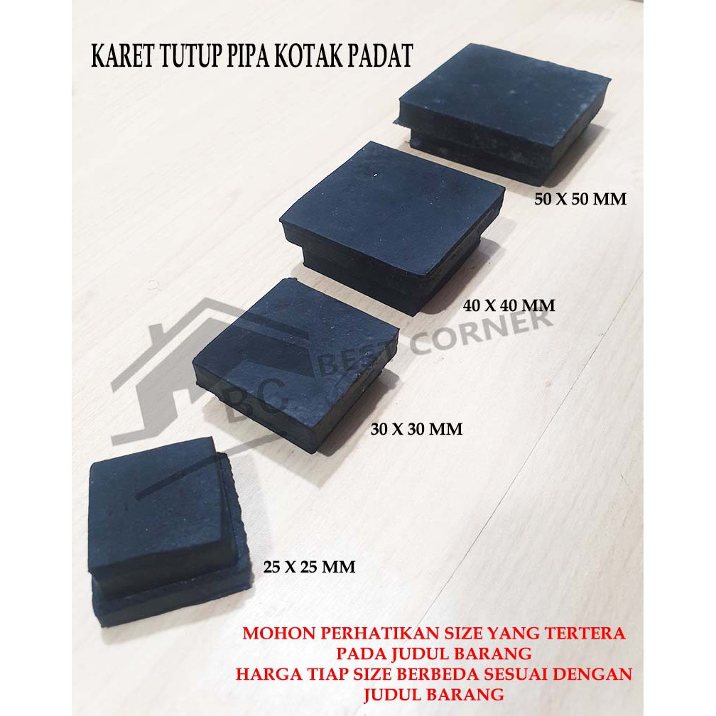 Alas Kaki Meja Sofa 25 x 25 MM Karet Tutup Pipa KOTAK Alas Kaki Meja Sofa 25 x 25 MM Karet Tutup Pipa KOTAK
