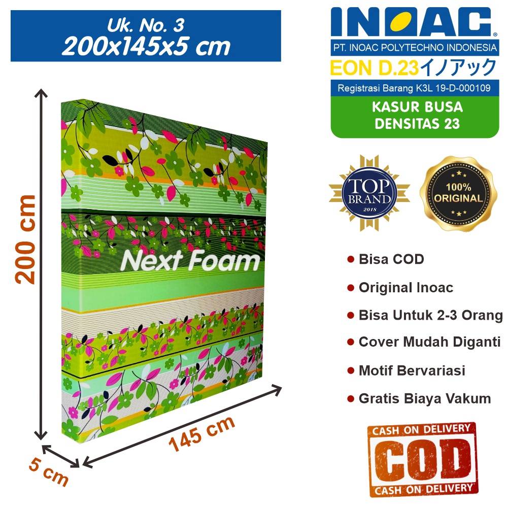 Kasur Busa Inoac Ukuran No 3 200x145x5 cm Tebal 5 cm EON D23 ORIGINAL INOAC Asli