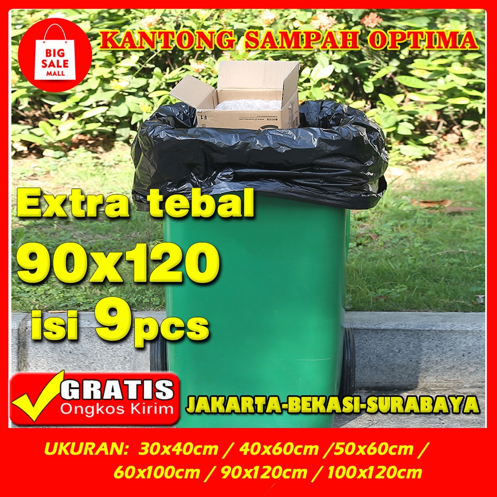 Kantong Plastik Sampah 90×120cm isi 9pcs Plastik Packing Trash bag Grabage bag Ekonomis Tebal Tidak Bau