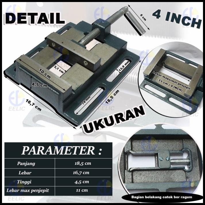 Eelic Cbr-4Inch Catok Mesin Bor Ragum Meja 4 Inch Catok Bor Duduk Penj