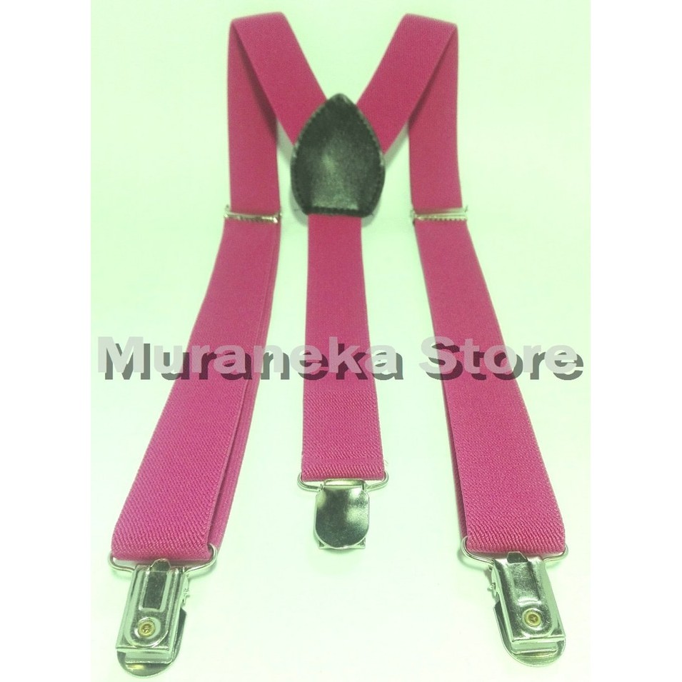 Bretel Suspender PINK FUSHIA Baju Dewasa Polos Tali Kodok FUSIA Jojon Jeans Denim Tali merah muda Jo