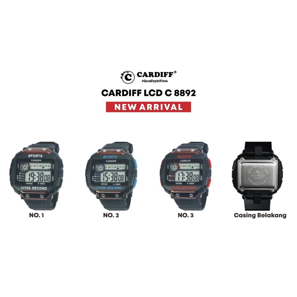 Jam Tangan Digital Murah Cardiff Anti Air LCD C 8892