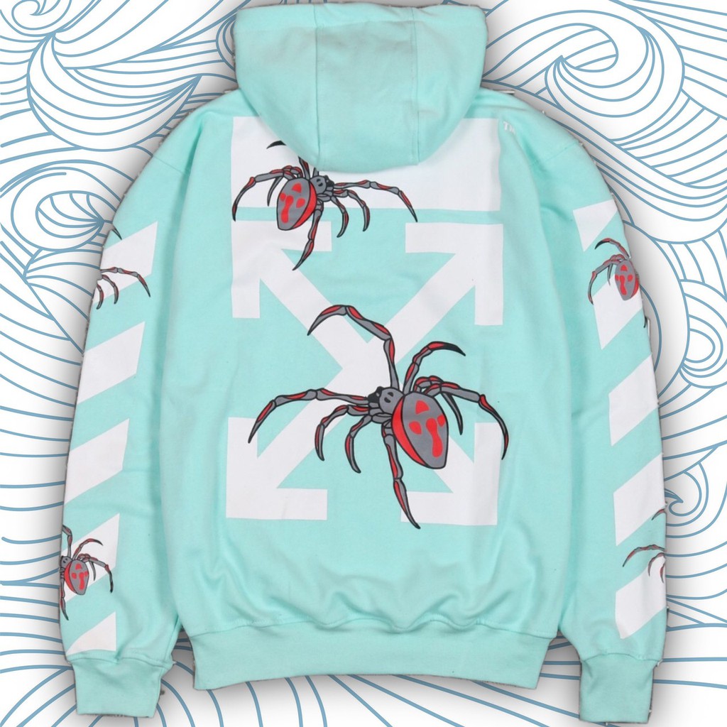 JAKET SWEATER HOODIE OFF WHITE SPIDER ARROWS ROYAL BLUE MIRROR PREMIUM