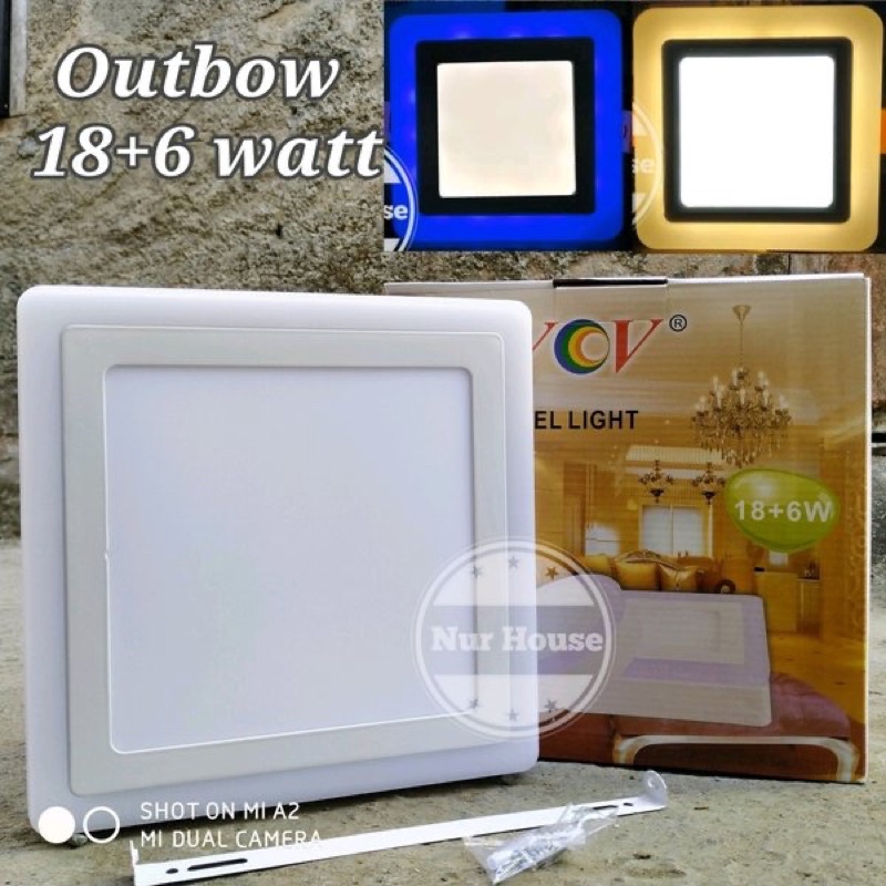 Downlight 2 Warna Outbow 18+6 Watt Kotak