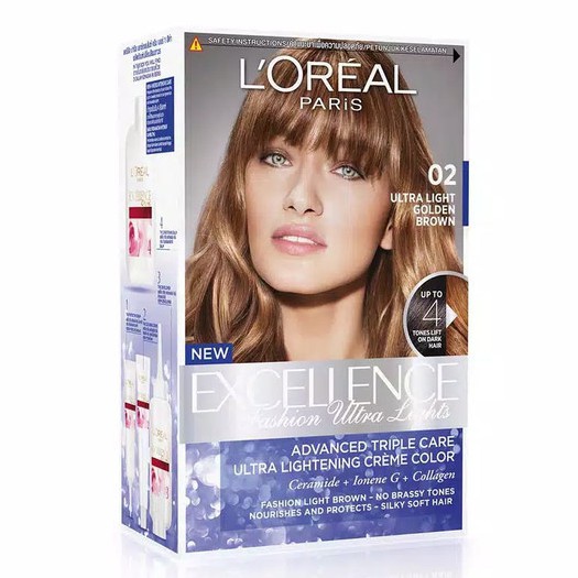 [L'Oreal] Paris Fashion Ultra Light 02 Golden Brown, 03 Ash Brown Cat pewarna rambut tanpa bleach