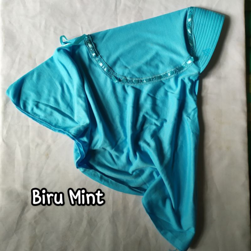 mollusca hijab kerudung jilbab instan anak dan dewasa TK SD SMP biru mint