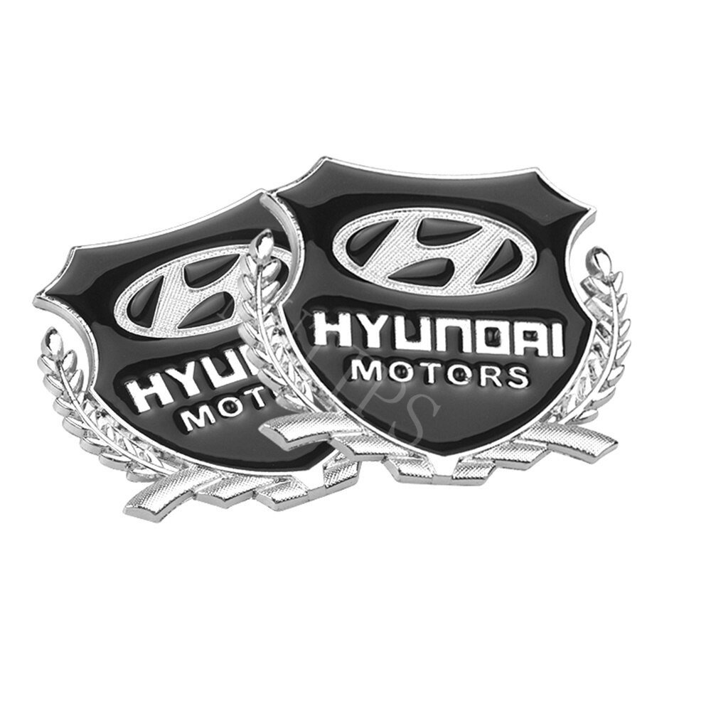 HYUNDAI 2pcs Stiker Logo 3D Bahan Metal Untuk i20 Trajet H1 i10 Kona Getz Accent Atoz Santa Fe