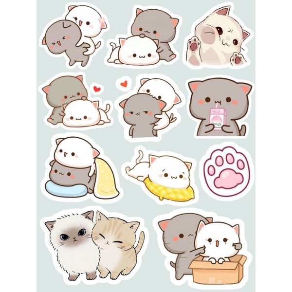 

kartun sticker stiker kucing lucu cat stitch hello kitty doraemon