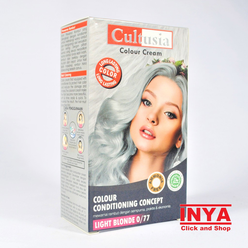 CULTUSIA COLOUR CREAM LIGHT BLONDE 077 20grx30ml+20ml Conditioner - Semir Rambut