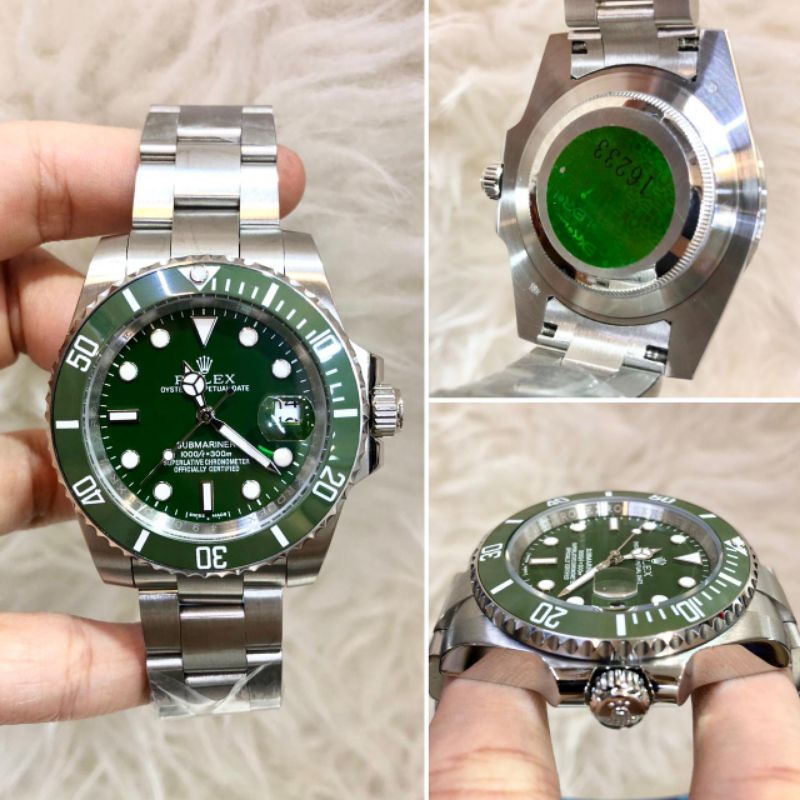 REAL PIC - JAM TANGAN PRIA AUTOMETIC ROLEX SUBMARINER PREMIUM QUALITY PLAT HIJAU