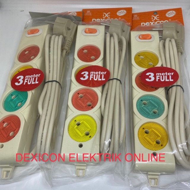 Stop kontak gepeng warna 4 LB +3 meter/kabel colokan/terminal listrik/kabel gulungan/kabel listrik