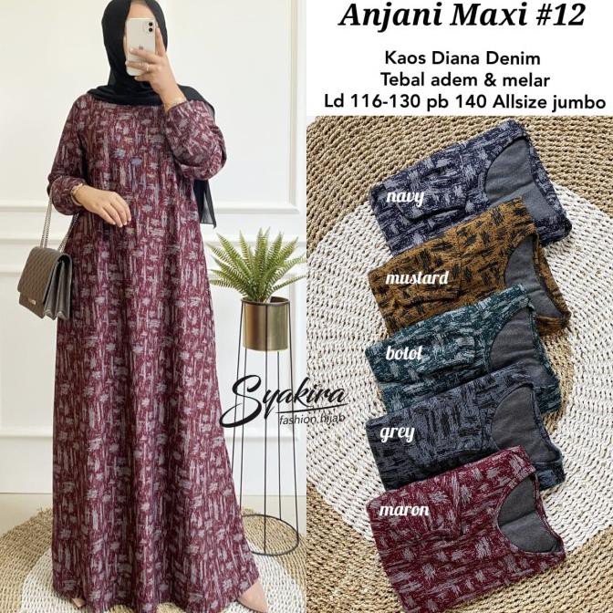 OPEN DS NEW ANJANI#12 JUMBO MAXY TERBARU GAMIS JUMBO BAHAN KAOS DENIM TEBAL
