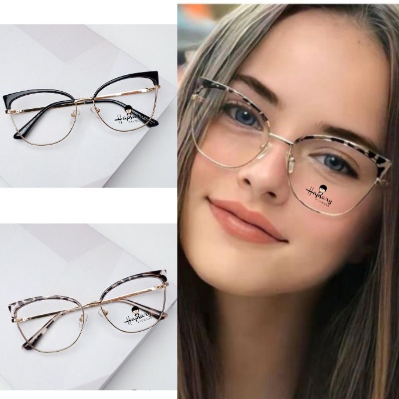KACAMATA MINUS ANTI RADIASI KOMPUTER | KACA MATA WANITA ANTI UV | FRAME HOSHI | KACAMATA CAT EYE