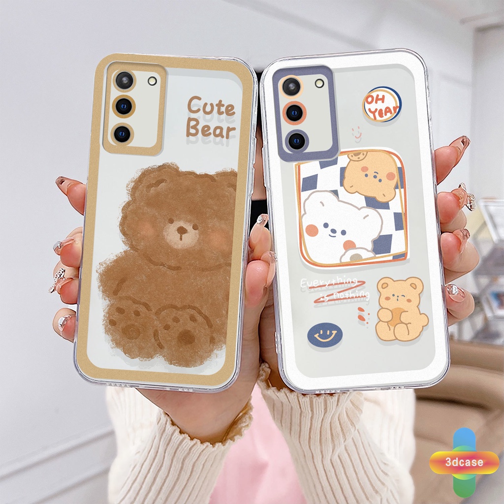 Casing Soft TPU Case Samsung A13 A23 A32 A52 A12 A03 A51 A03S A10S A50 A20S J7 Prime A02S A20 A50S A10 A30S A52S A30 M12 M01S A125 F12 M10S M40S A515F A207F M02S A025 F02S 11 12 13  7 8 6 Plus Couple Cute Bear Camera Protection Case