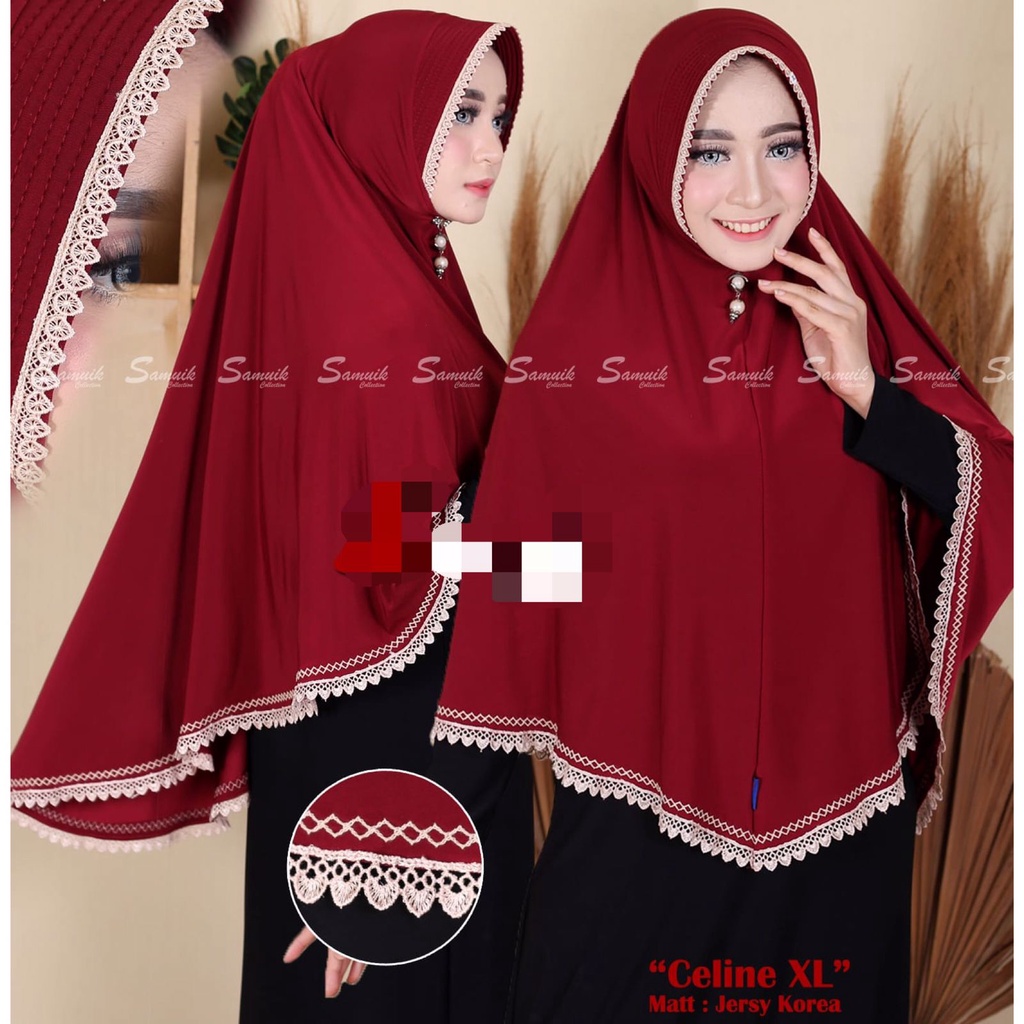 Jilbab Wulan Renda Bergo Instan | Kerudung Khimar Bergo Instan | Hijab bahan Jersey Ukuran JUMBO PRE