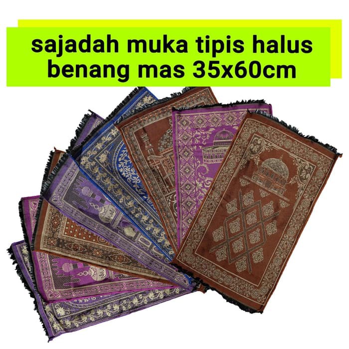 SAJDAH ANAK / SAJADAH MUKA ALYDRUS TIPIS BENANG EMAS UK. 35 X 60 CM