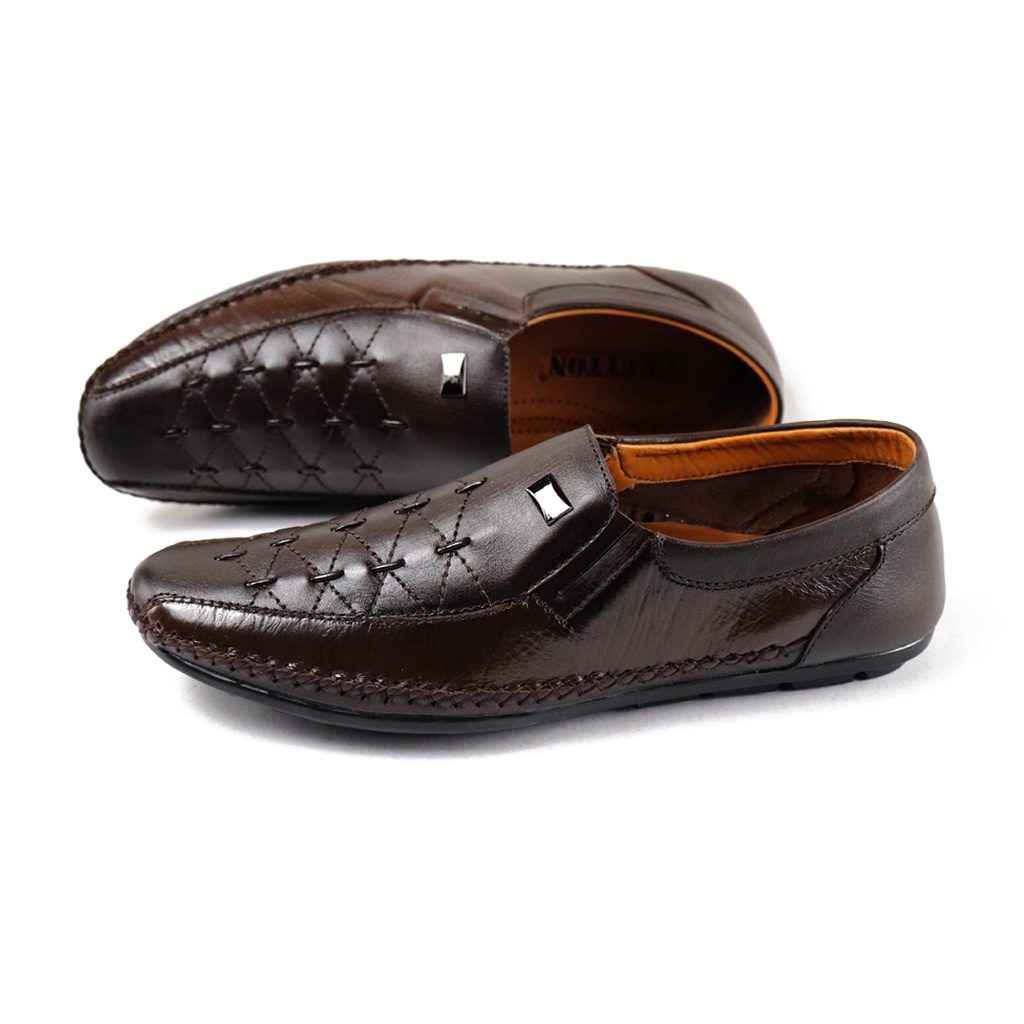 Sepatu Pria Slip On Loafer Pantofel Kasual Kulit Asli KEYTON JLS963 Original