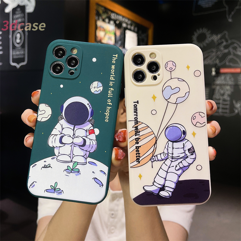 Case POCO X3 NFC X3 PRO M3 Xiaomi Redmi 9C NFC 9A 9i 9T 9 Power 10X POCO M2 PRO Redmi Note 9 8 10 10S 9 PRO MAX 9S Soft Matte Case untuk Cute Astronaut Moon Rocket Planet