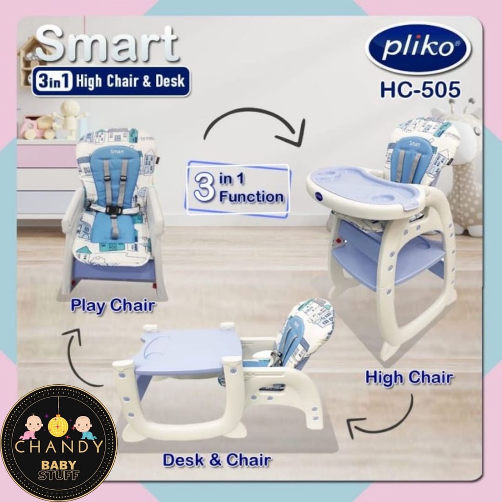 KURSI MAKAN BAYI PLIKO HIGH CHAIR &amp; DESK 3 IN 1 SMART HC 505