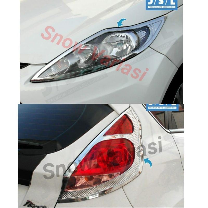 Paket Garnish Lampu Depan Belakang Ford Fiesta Chrome