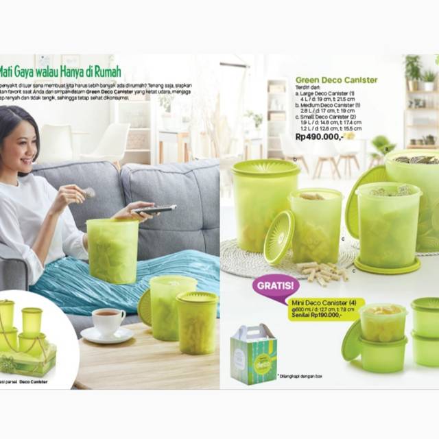 Tupperware Green Deco Canister Free Mini Deco