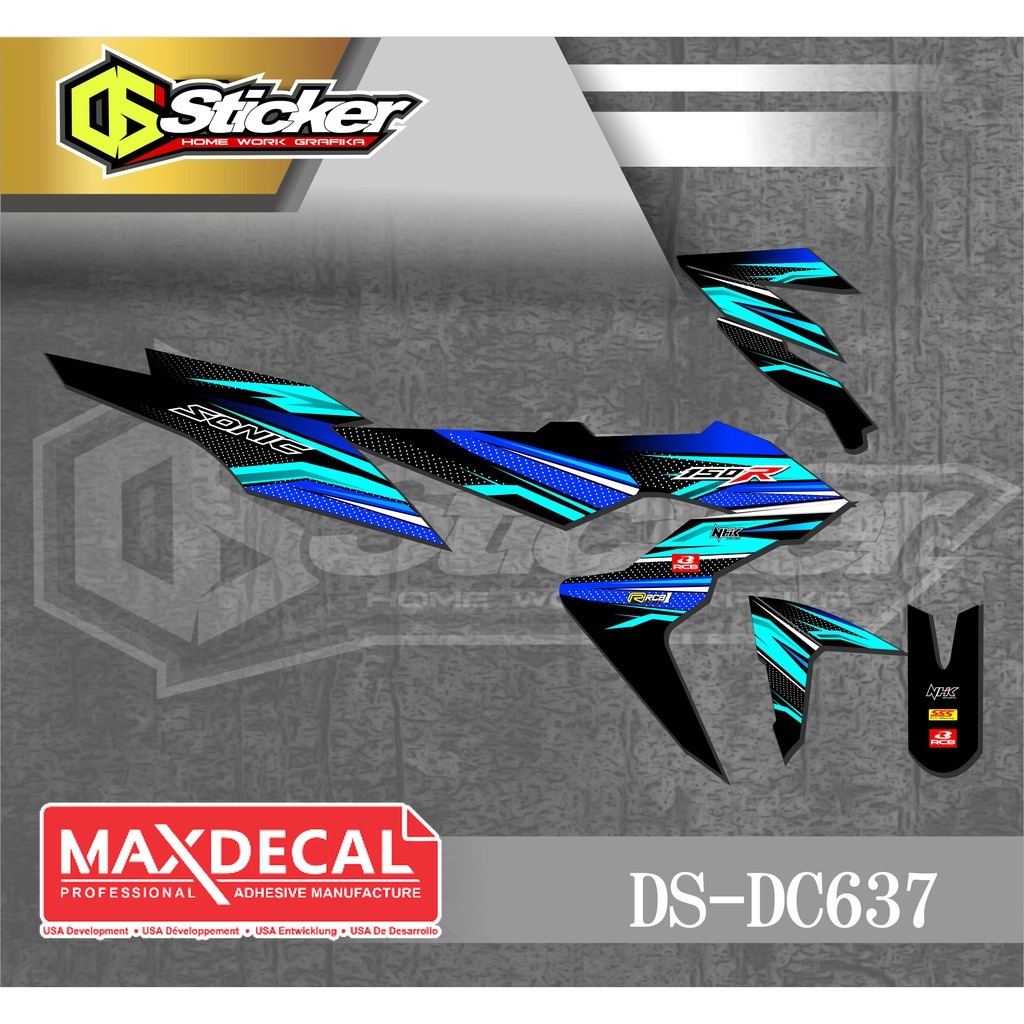 637 striping stiker decal honda sonic hitam biru
