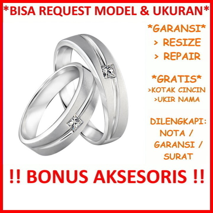 Gratis Ukir Nama Garansi Silver Asli Bisa Pesan Model Cincin Kawin Couple Perak Tunangan Nikah Id513