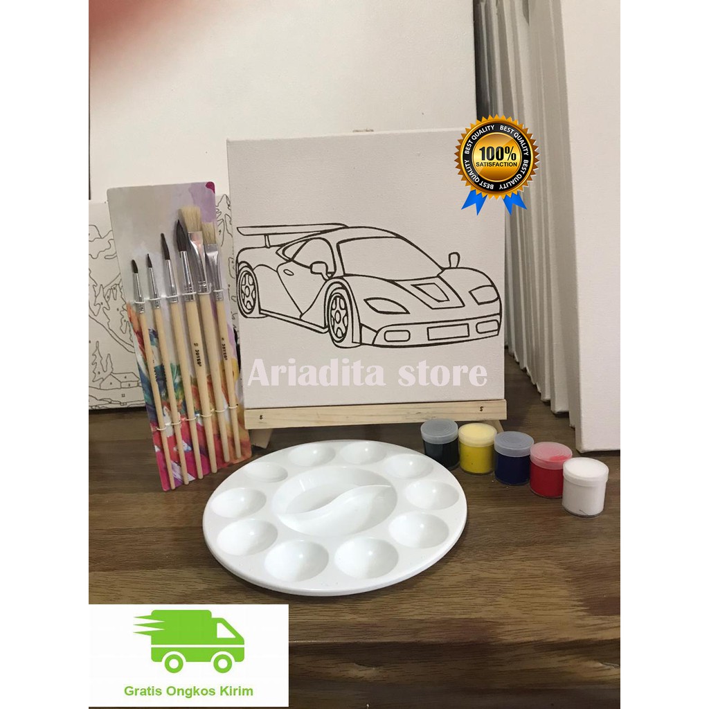 

set kanvas lukis sketsa /mewarnai siap pakai kualitas premium