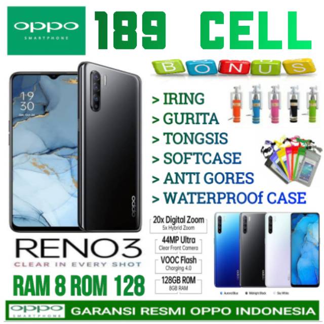 OPPO RENO 3 RENO3 RAM 8/128 GB GARANSI RESMI OPPO INDONESIA