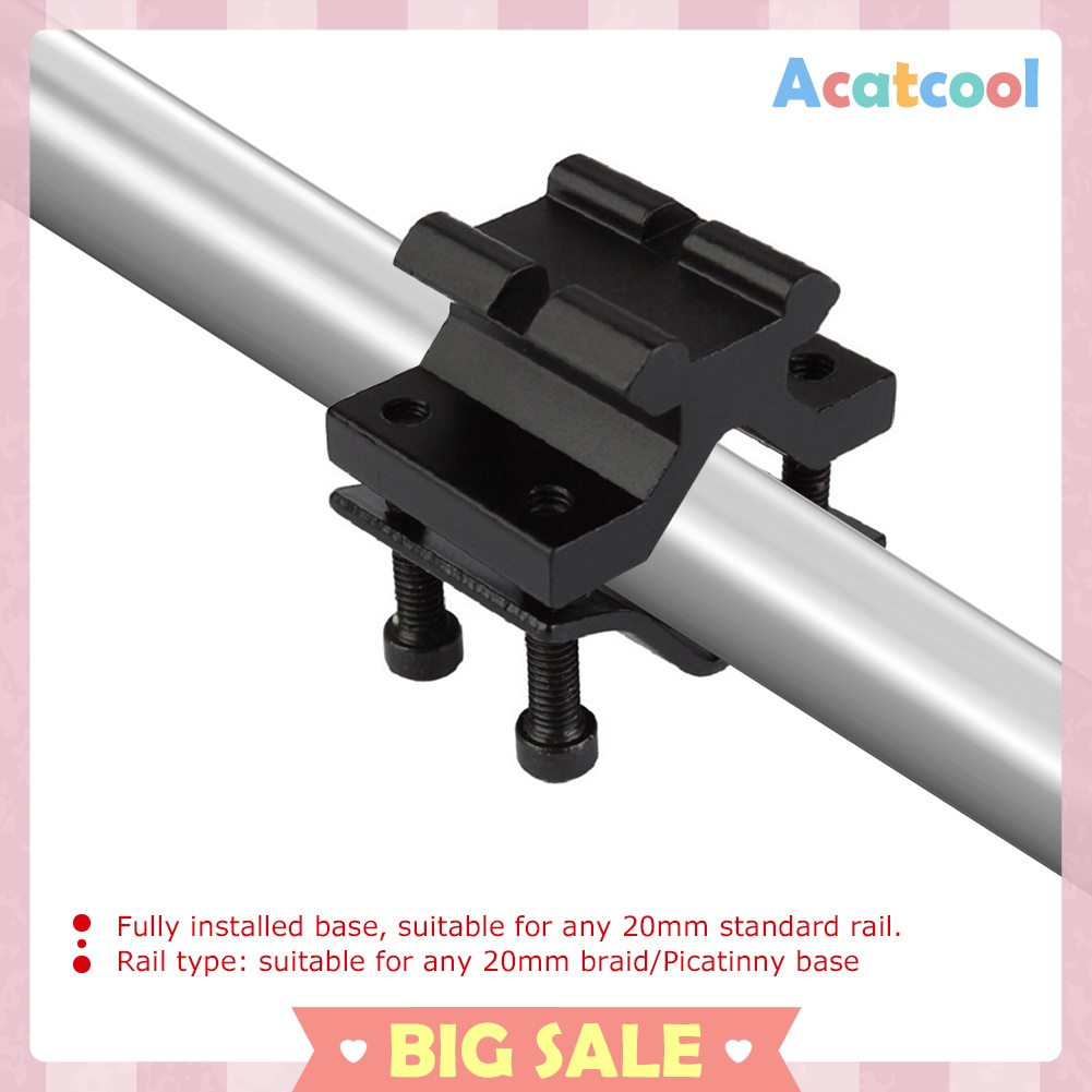 Adjustable Bipod Adapter Barrel Tube Mount Rail for Flashlight Sight Torch