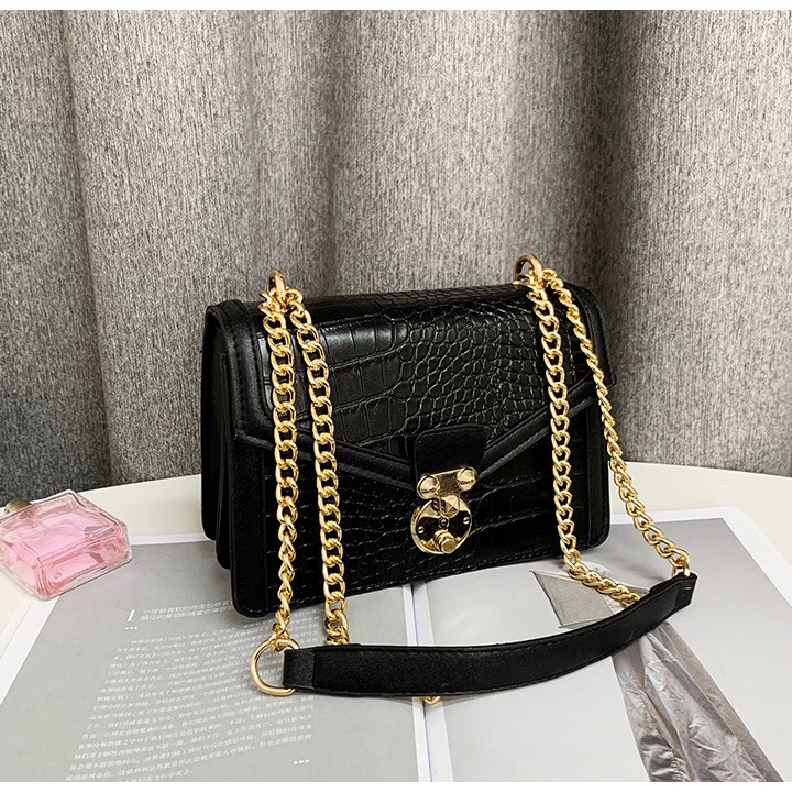 JK 954 1KG MUAT 2PCS TAS SELEMPANG WANITA IMPORT SHOULDER BAG MOTIF CROCO ACARA PESTA ELEGAN U4464 P9026