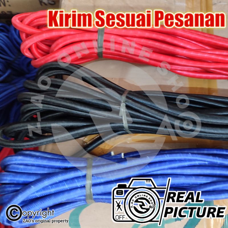 Tali String karet elastis kuat diameter 8mm , mutlifungsi , tali tenda , tali bagasi motor mobil , rooftrack , tali barang pickup , tali gunung camping , tali tidak licin kokoh outbond traveling rescue ayunan tambang karet tidak mudah putus