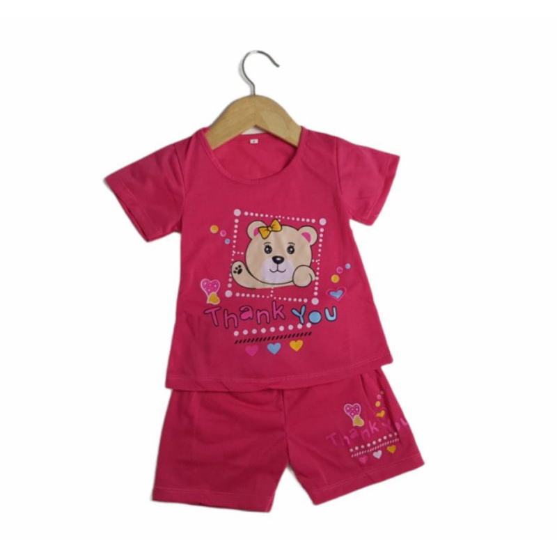 SETELAN BAJU ANAK PEREMPUAN SIKUNING NEW MOTIF THANK YOU BEAR 2-6 TAHUN