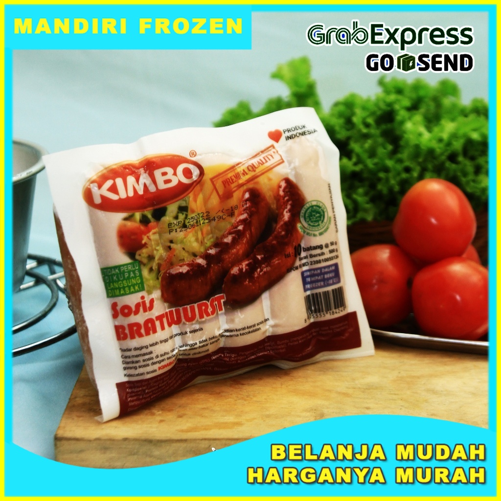 

KIMBO Sosis Sapi Bratwurst Mini Ori 500gr Isi 10pcs - Makanan Beku Sosis Bakar