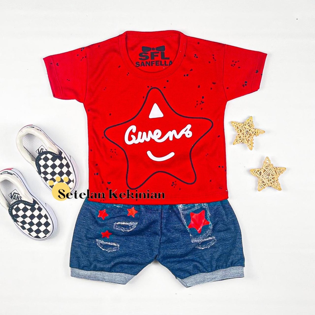 [SK] Setelan Baby Cowok 6-12bulan Baju Bayi Laki Laki Kasual Casual Bintang Anak Oblong Kaos Anak