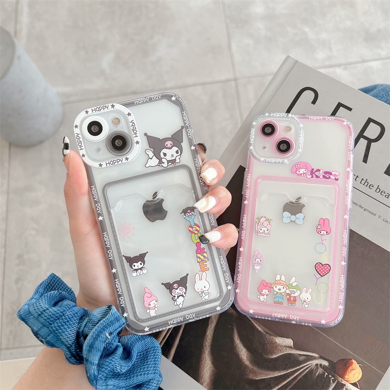 Soft Case Transparan Motif Kuromi Dan Mymelody Untuk iPhone 12 13 Pro MAX 11 X XR XS MAX 7 8 Plus