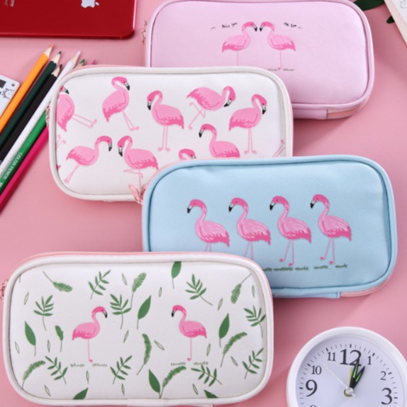 Tempat Pensil Jumbo GEPENG FLAMINGO / Tepak Tempat Alat Tulis Flamingo / Dompet Serbaguna Flamingo