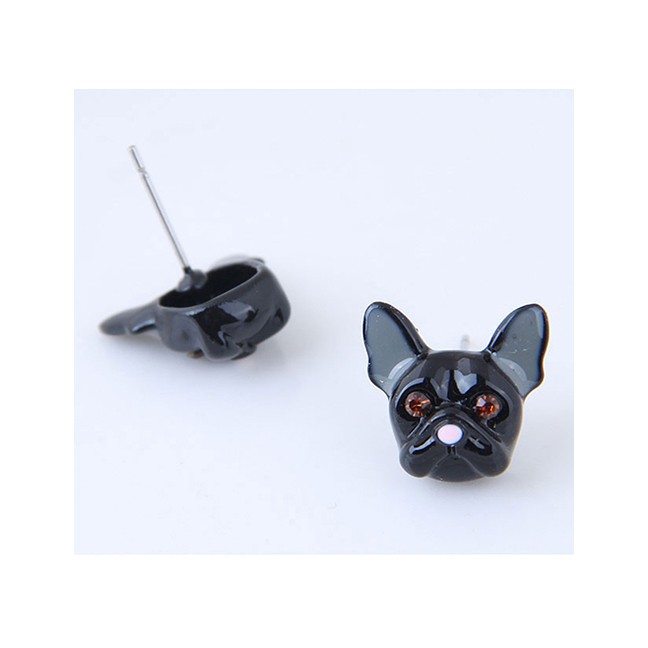 LRC Anting Tusuk Fashion Black Metal Black Dog Earrings A57437