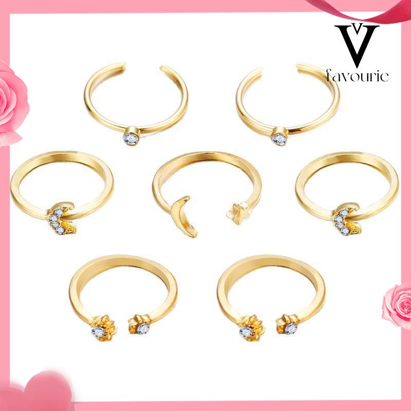 [COD]Cincin Starburst 7PCS Cincin Knuckle Pernikahan Wanita Vintage Kreatif-FA