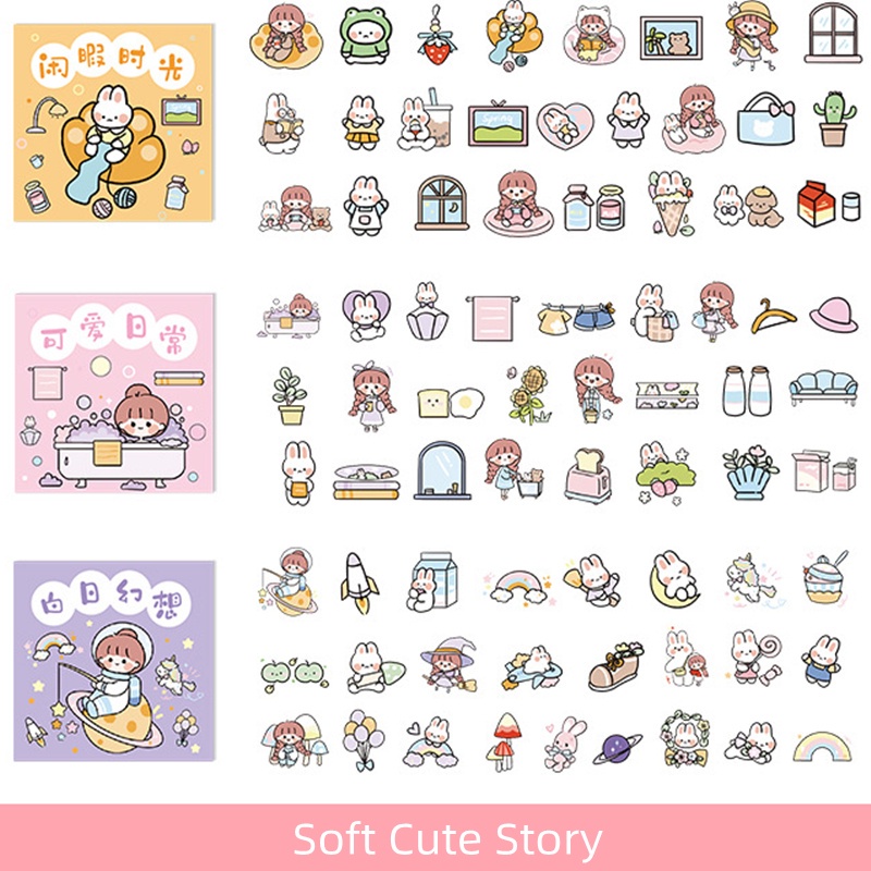 300pcs/set Stiker Aneka Desain Kartun Untuk Dekorasi Diaryscrapbook DIY