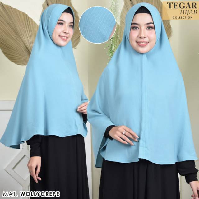 Khimar wolly crepe import size L soft pad daily fashion by tegar collection