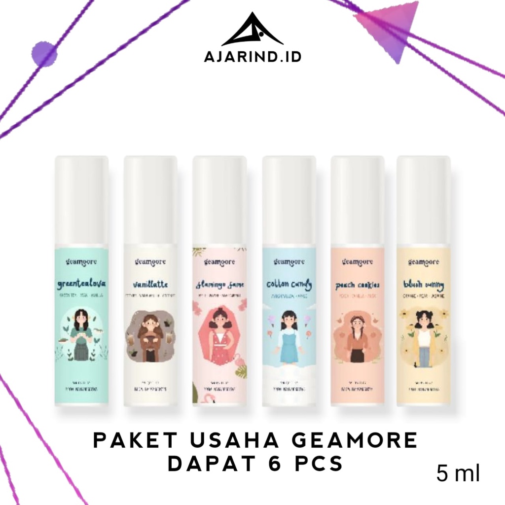 [PAKET USAHA 6 PCS] GEAMOORE ADDICTED SERIES Perfume Roll On 5 ml - Parfum Geamore 5 ml