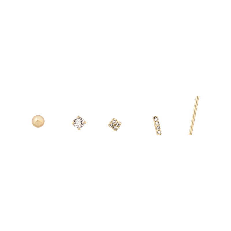 Anting Stud 925 Needle Bentuk Geometris Aksen Mutiara Berlian Imitasi Gaya Korea Untuk Wanita