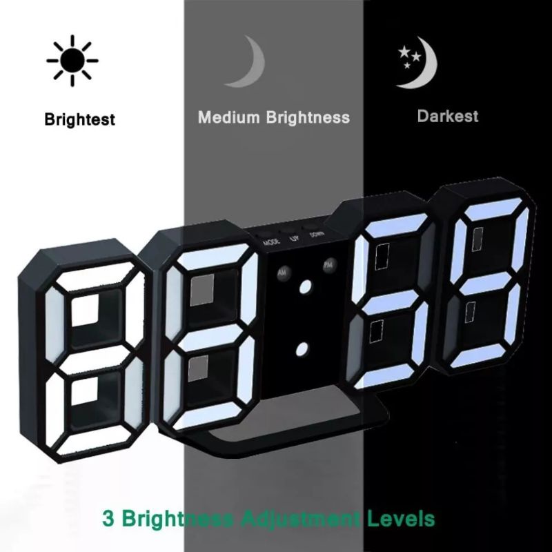 JAM DINDING DIGITAL LED/JAM MEJA ALARM SUHU/JAM 3D LED BESAR MODERN LAMPU HIAS