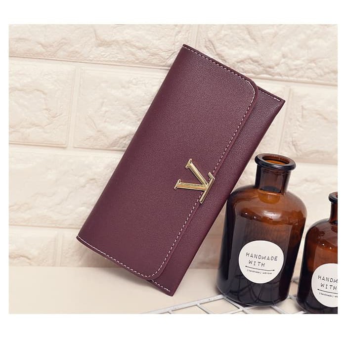 [Dompet LV Maroon Import FS] dompet wanita kulit maroon