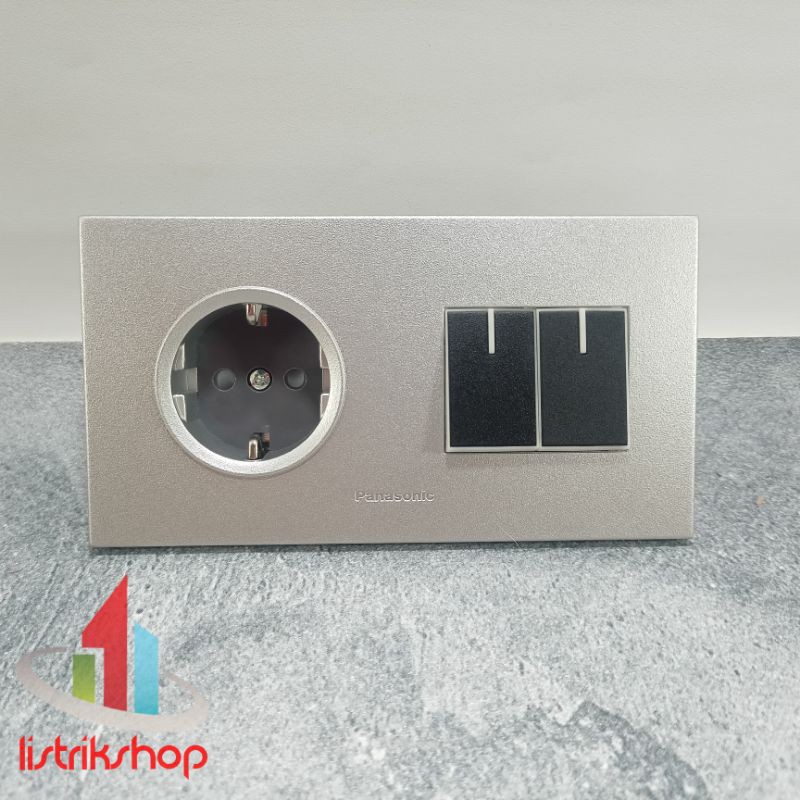 Stop Kontak + Saklar Seri Panasonic Silver- black