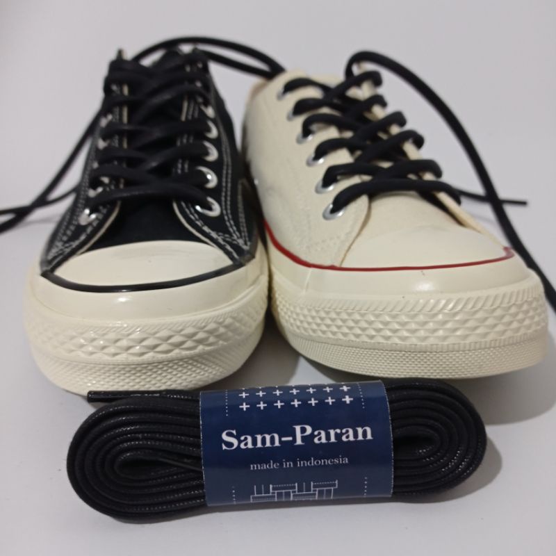 SAMPARAN WAXED SHOE LACES BLACK TALI SEPATU LILIN HITAM PANJANG 120 CM LEBAR 7-8 MM