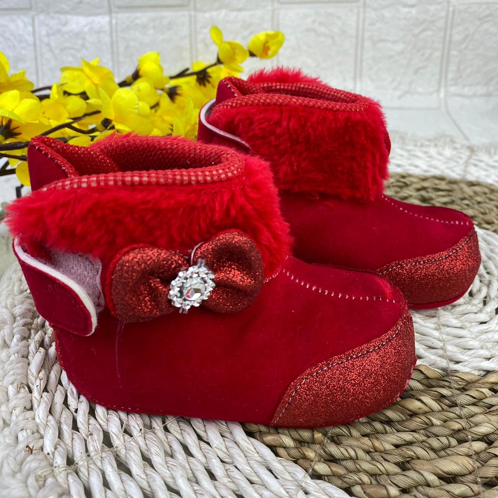 [TAMAN SEPATUKU] SEPATU TRENDY MURAH BOOT ANAK BAYI PEREMPUAN GLITTER 0-12 BULAN LPX04